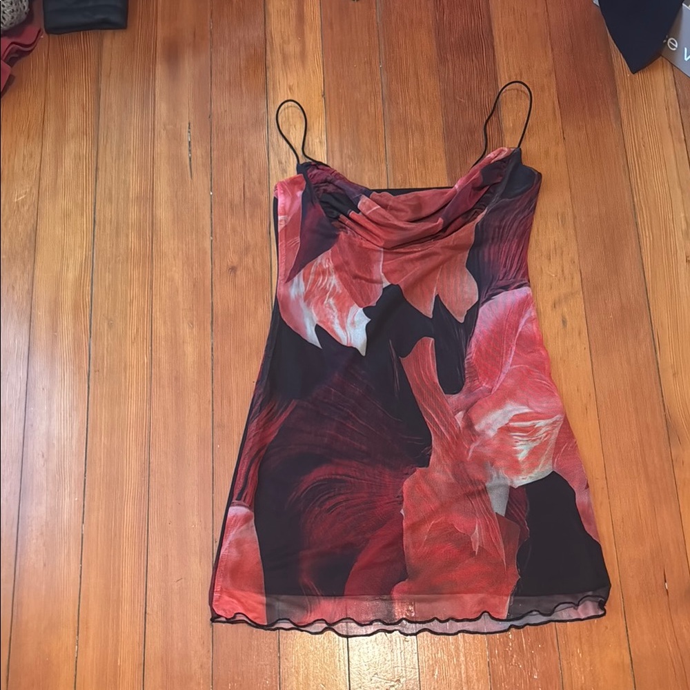 Princess Polly Red and Black Floral Dress